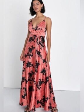 Lulus | Dresses | Lulus Constantine Burgundy Satin Maxi Dress Red Size S |  Poshmark